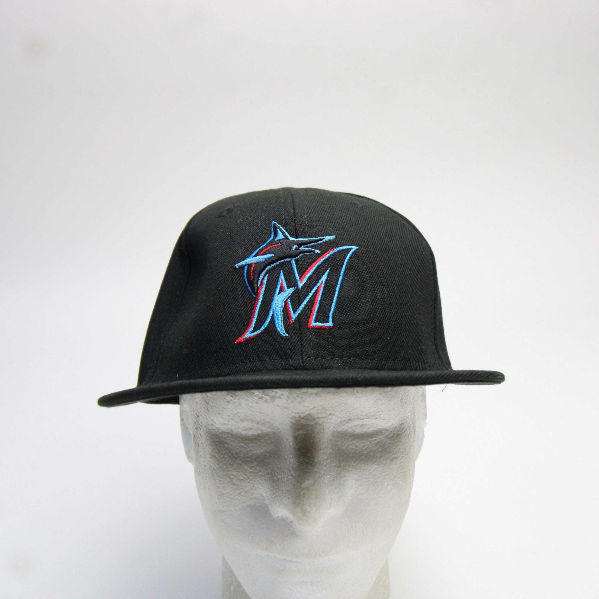 Miami Marlins New Era 59fifty Fitted Hat Men's Black Used 7-3/8