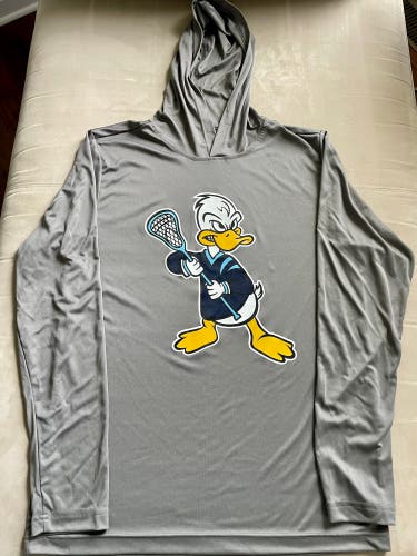 Fighting Ducks Lacrosse Long Sleeve dry fit shirt with Hood - SM