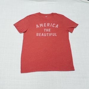 America the Beautiful Old Navy Printed Red Short Sleeve Tagless T Shirt Size M