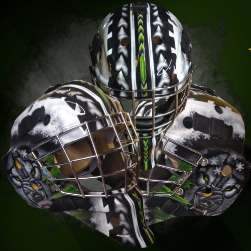 Airbrushed Wolf Design Senior Used Bauer NME 3 Goalie Mask