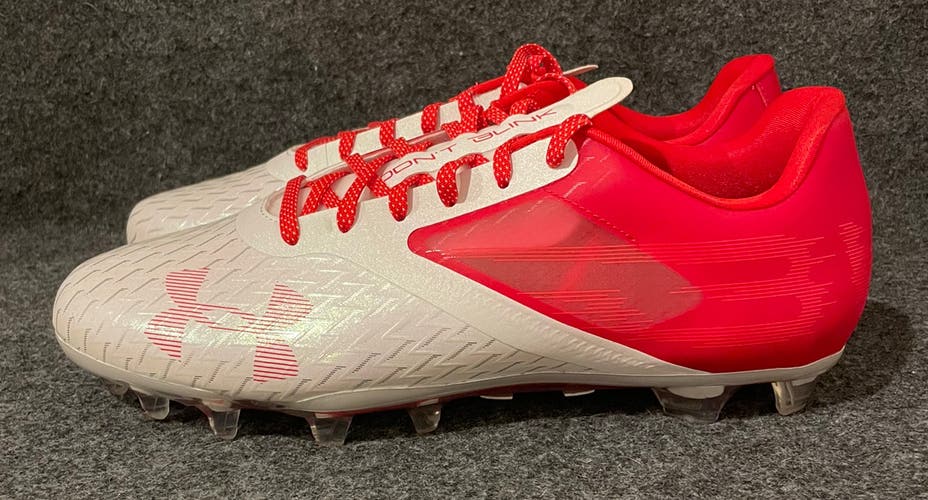 Men’s Under Armour Blur Lux MC Football Cleats White Red 3023956-100  Size 11.5
