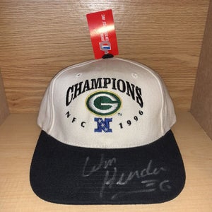 Vtg Green Bay Packers 1996 NFC Champs Snapback Hat Autographed Will Henderson