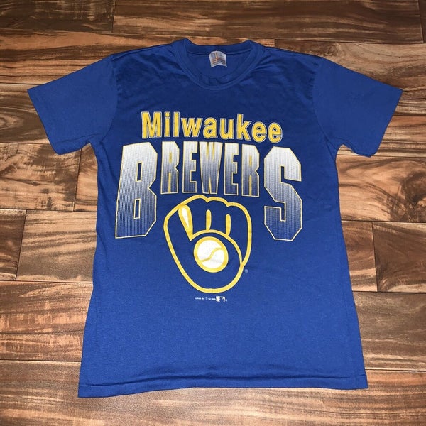 Vintage Milwaukee Brewers Logo 7 T-shirt Medium 1991 Blue Mlb Baseball 90s