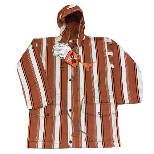 Vintage NWT Texas Longhorns Striped Canvas NCAA Button Jacket NEW Sz Medium RARE