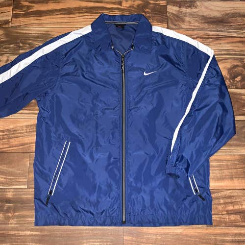 Vintage Nike Blue Windbreaker Full Zip Jacket Size Large/XL Zip Pockets