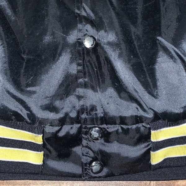 80s Pittsburgh Pirates Black Satin Baseball Jacket Medium - The