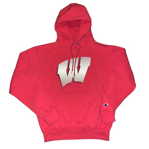 Vintage Wisconsin Badgers Big W Logo Champion Hoodie Sweatshirt Size Small