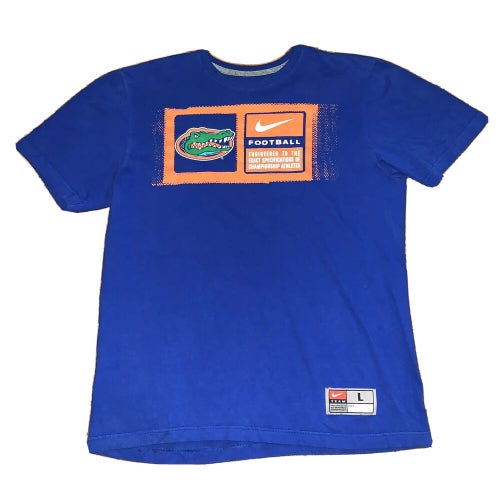 Nike Team NCAA Florida Gators Football Blue Orange T-Shirt Size Large