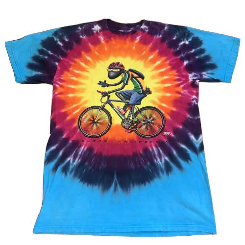 Vtg Tiburon California Joe Bike Bicycle Riding Tie Dye Hippie Shirt Size M/L