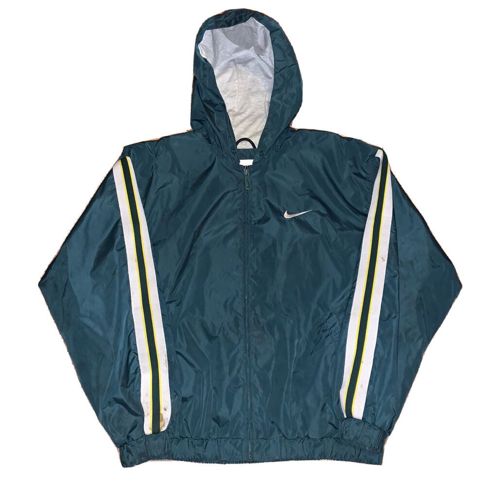 Vintage 90s Nike Air Lined Windbreaker Rain Jacket Hood Zip 