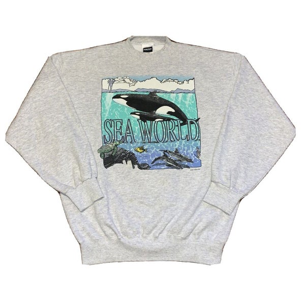 Vintage Sea World Shamu Whale Nature Ocean Sweatshirt Pullover Crewneck  Size XL