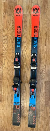 Volkl 132 cm Racetiger GS Skis with Bindings Max Din 10
