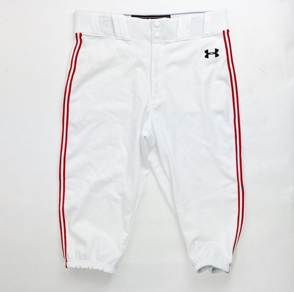 NWT Under Armour HeatGear Gray w Red Piping Baseball Pants Loose Men's Size  S
