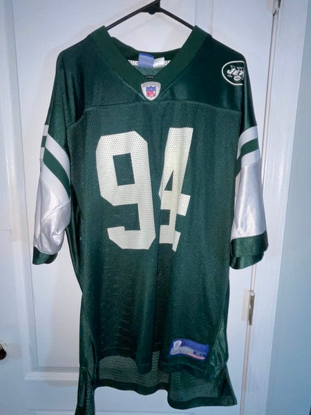 New York Jets John Abraham Jersey Mens Sz L #94 Green Reebok