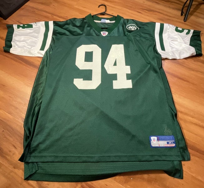 New York Jets John Abraham Jersey Mens Sz L #94 Green Reebok