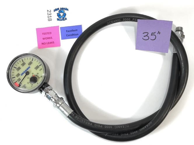 Oceanic 5000 PSI SPG Submersible Pressure Gauge w Thermometer 5,000 Scuba  #2318