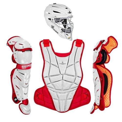 All Star AFX Youth 10-12 Fastpitch Softball Catchers Gear Set - White Red