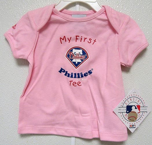 Philadelphia Phillies Infant "MY FIRST TEE" in Blue Red on Pink 12M Majestic
