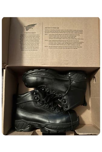 Black Leather Red Wing Women's Safety Toe Hiker Work Boots. Size 6 1/2 D