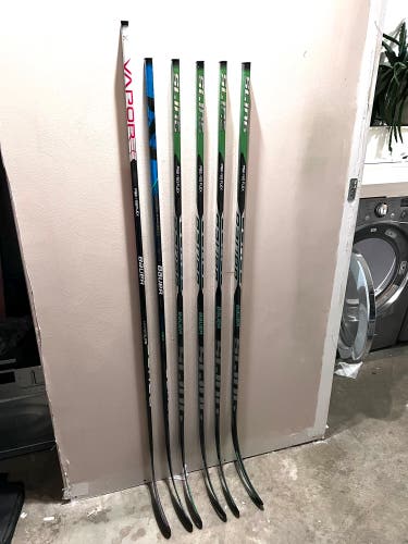 Junior/intermediate New Right Handed Bauer Sling Hockey, nexus geo and vapor hyperlite Sticks P92