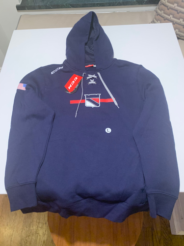 CCM Navy Fleece Lace-up Hoodie Sweatshirt, New