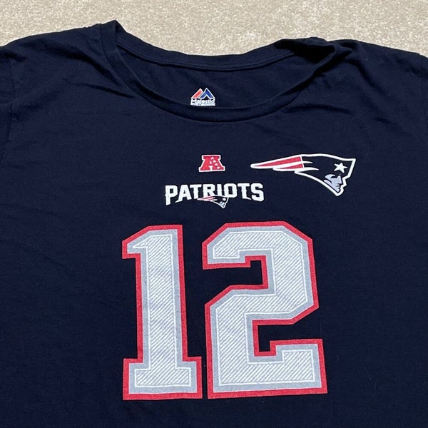 NFL Team Apparel Blue Tom Brady #12 New England Patriots T-Shirt Men's Size  L