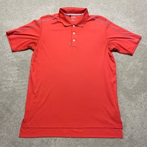 Adidas Collared Golf Shirt Men Large Red Salmon Polo Lightweight Logo Gym Run