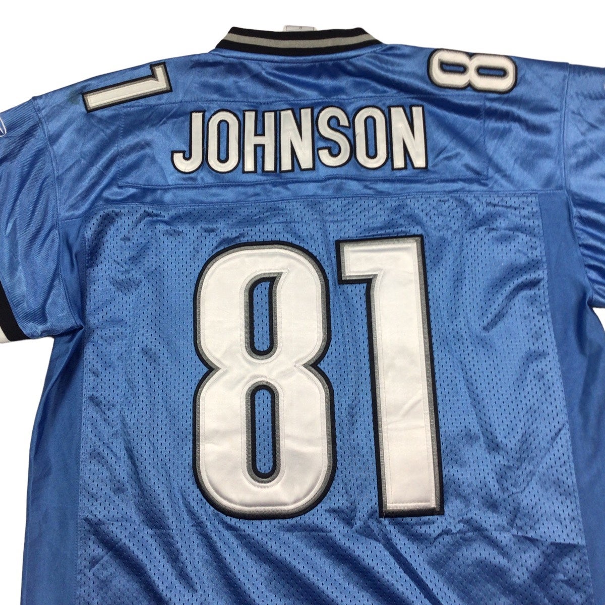 Calvin Johnson Detroit Lions NFL Football Jersey Reebok Vintage Retro #81 M  Blue - Juicy Lucy's Steakhouse