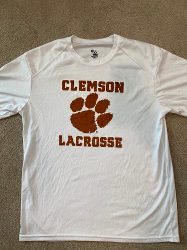 Clemson Lacrosse White Short Sleeve Shooting Shirt - Medium