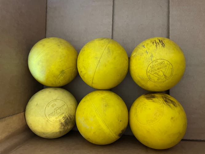 Used Yellow Lacrosse Balls 6 Pack