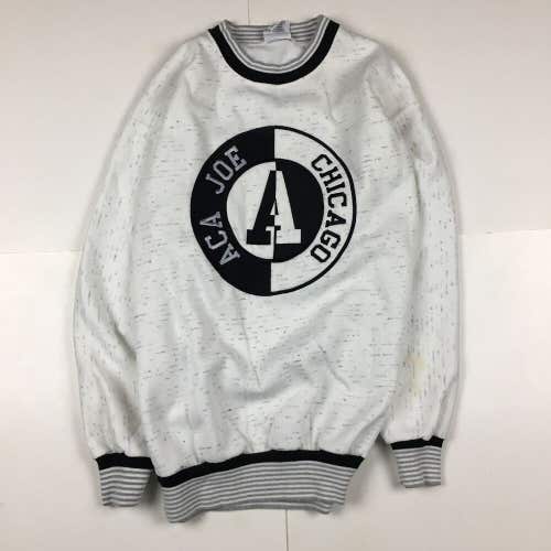 Vintage 90s Ace Joe Chicago Embroidered Black/White Crewneck Sweatshirt Sz M