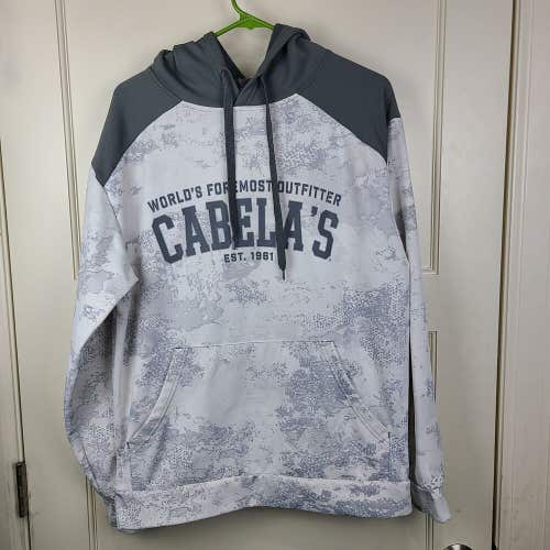 Cabela's White Camo Long Sleeve Pullover Hoodie Hunting Size M