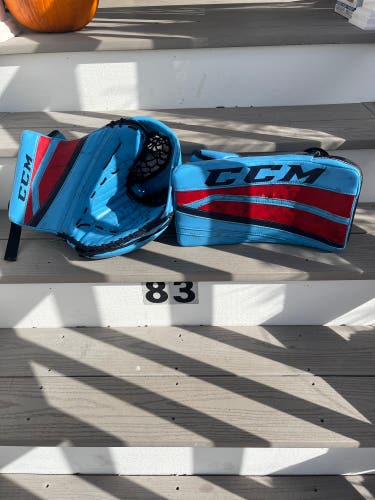 Baby Blue Senior Regular Premier II Pro Ccm Custom Goalie Glove And Blocker Set