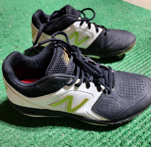 White/Black/Gold Used Size 9.0 Women's Metal Softball Cleats