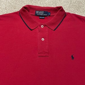 Polo Ralph Lauren Collared Shirt Men Large Red Pony Horse Logo Basic Golf USA