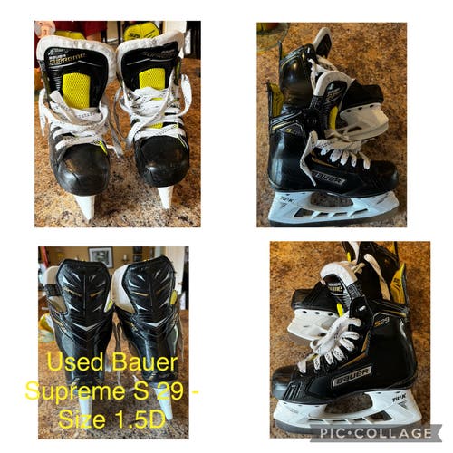 Used Bauer Regular Width Size 1.5 Supreme S29 Hockey Skates