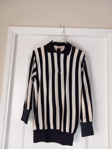 Vintage Mens WINN WELL NYLON /COTTON STRIPE REFEREE SHIRT Long Sleeve MEDIUM