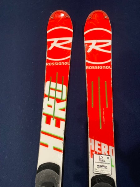 Used Unisex Rossignol 165 cm Racing Hero FIS SL Pro Skis With Bindings Max Din 15