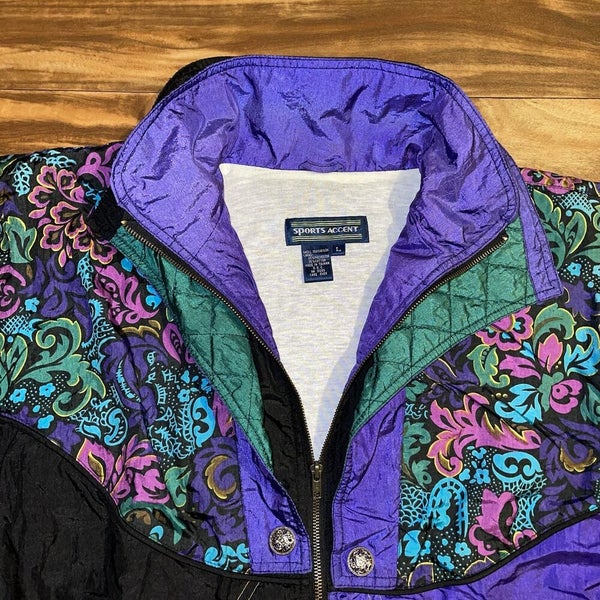 Vtg 90s Inner View Seafoam Blue Pink Nylon Windbreaker Jacket 