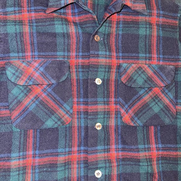 Vintage Pendleton Men's Flap Pocket 60s Wool Flannel Button Front