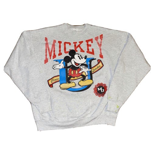 Vintage 90s Mickey Mouse Class Leader University Crewneck Sweatshirt RARE Sz M/L
