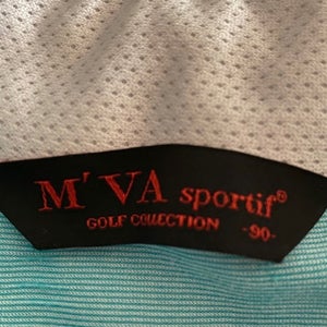 Quarter Zip Golf Shirt Green white build-in UV Sleeves Women's XS