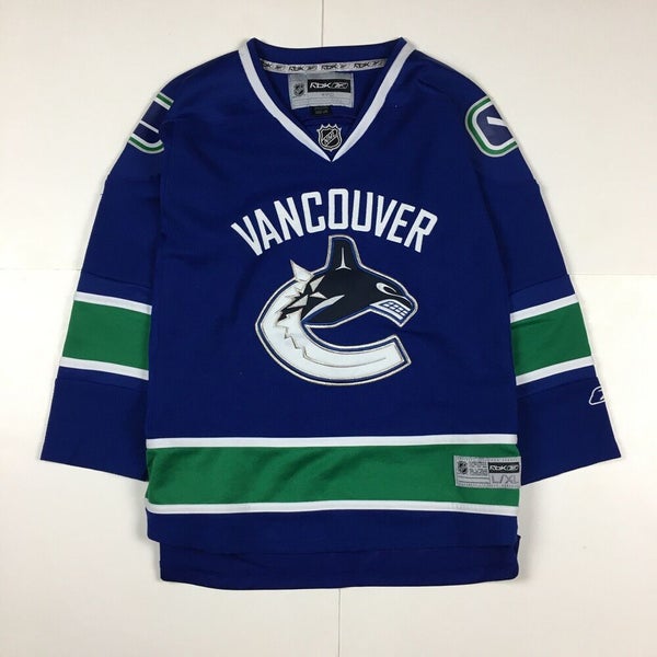 Vancouver Canucks Jersey Reebok Blue Shirt NHL Size Boys L Ice