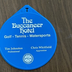 The Buccaneer Golf Resort St. Croix, VI SUPER VINTAGE Plastic Golf Bag Tag!