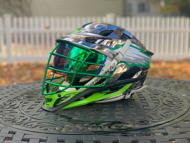SILVER Cascade S w/THRONE Chroma HDX VISOR green mask - VISOR NO SCRATCHES