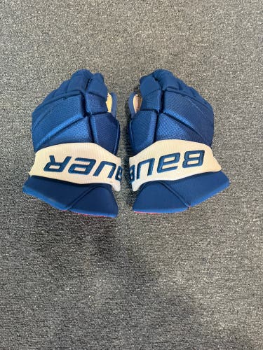 Used Blue Bauer Vapor X Pro Stock Gloves Colorado Avalanche #27 14”