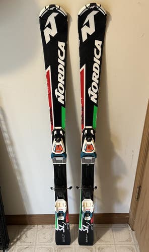 Used Nordica SLJ Slalom 122 cm Racing Skis With Bindings