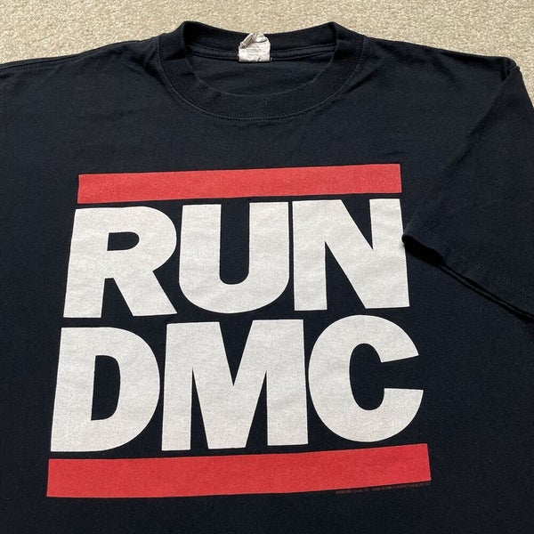 RUN DMC T Shirt Men Large Adult Black Hip Hop Rap Music Retro