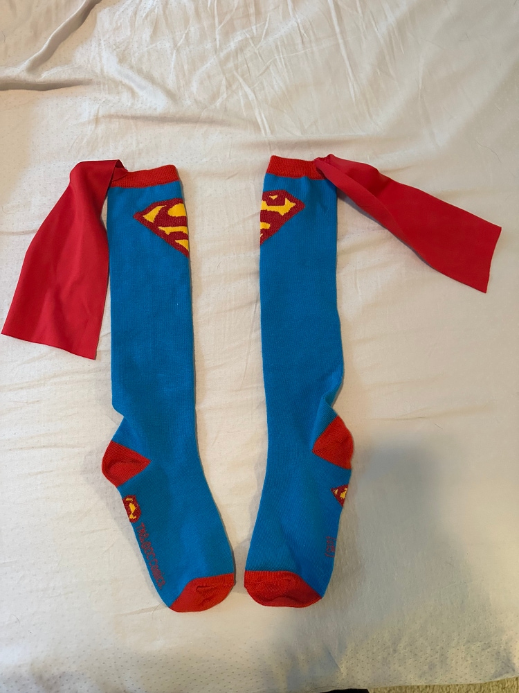 Adult unisex Superman festive socks with mini red cloak