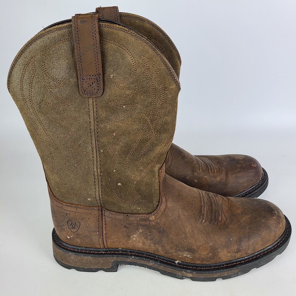 Work Boots Brown Leather Size 